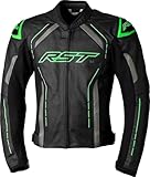 RST S1 Motorcycle Leather Jacket, black/green, 42