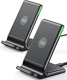 INIU Wireless Charger 2-Pack, 15W Qi Certified Fast Wireless Charger Stand with Sleep-friendly Adaptive Light Compatible with iPhone 17 16 15 14 13 12 Pro Max Samsung Galaxy S23 S22 S21 Google etc