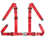Yakitoko Universal Red 4-Point Racing Safety Harness Set for ATV, UTV, Go Kart, Buggy, Racing Car 2 Inch Webbing
