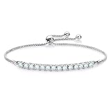 PAENENPH 14K White Gold Opal Bracelet for Women, Beautiful Opal Single Row Charm, Fashion Jewelry Gift for Her
