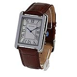 ERIKSEN Mens Vintage Retro Rectangular Silver Analog Quartz Dress Watch CMSBRN