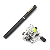 Lixada Fishing Rod Reel Combo Mini Pen Fishing Pole Kit Telescopic Fishing Rod Spinning Reel Combo Kit (Black, 1.4M)