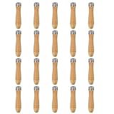 TopHomer 20 Pieces Wooden File Handle, Safety File Handle with Metal Safety Rings, File Cutting Tool Handle, Durable Replacement File Cutting Handle for Woodworking Carpenter (110mm)