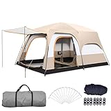 6 Person Family Camping Tent - Extra Large Waterproof Tunnel Tent with Living Room & Bedroom, 4500mm waterproof, 5-6 Man All-Season Tent, Windproof, Sunproof, Easy Setup, Standing Height