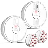 Putogesafe Smoke Alarm for Home, Smoke Detector with 10-year Service Life/ 1-year replaceable Battery, Fire Alarm Battery Operated, Conforms to EN 14604 Standard, photoelectric Smoke Detector,2 pcs