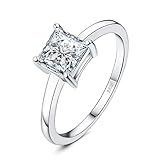 JewelryPalace Princess Cut 1ct Cubic Zirconia Solitaire Engagement Rings for Her, 14K White Gold Plated 925 Sterling Silver Promise Ring for Women, Simulated Diamond Wedding Ring Jewellery Sets N