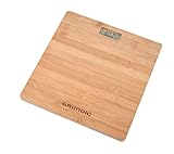 Grundig Weight Scale – Weighing Scales for Body Weight up to 180 kg – Digital Bathroom Scales with Non-Slip Feet - Scale including Temperature Gauge – Bamboo