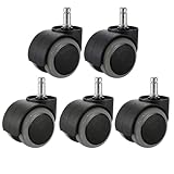 Office Chair Wheels Replacement for IKEA Chairs, 10mm Stem (Set of 5), 2" Heavy Duty Swivel Polyurethane Casters for IKEA Chair Furniture Accessories, Protection for Hardwood Floors Carpet