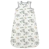SIMYJOY Baby Sleeping Bag 1.0 Tog Bamboo Sleep Sack Newborn 6-12 Months Toddler Wearable Blanket with 2-Way Zipper, Elephant