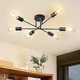 ANWIO Modern 6 Head Sputnik Light,Adjustable Ceiling Lights Living Room with E27 Base, Black Ceiling Light for Bedroom,Kitchen Lights Ceiling,Chandeliers Ceiling Light Fittings (NO Bulb)