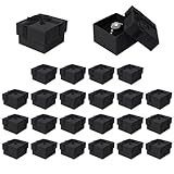 24 Pack Jewellery Gift Boxes, 4x 4x 2.6 cm Ring Gift Boxes with Bow Knot and Lids, Ring Earring Boxes Bulk for Jewellery Display Gifting, Black