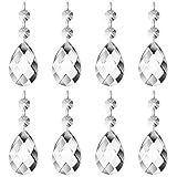 JaneYi (24 Pack) 38mm Teardrop Crystal Pendant Clear Crystal Glass Chandelier Prism Sun Catcher Parts Hanging Drops Pendant with Octagon Bead for Curtain Lamp Vase Garden Party Christmas Wedding Decor