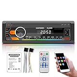 Single Din Car Stereo with Bluetooth 5.0 Hands Free Calling Voice Control, 7 Colors FM car radio with 2USB/AUX/SD/MP3 Player Remote Control, Car Audio System Car Stereo Receiver, Supports iOS/Android