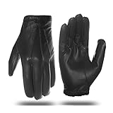 Harssidanzar Mens Thin Unlined leather police duty gloves GM031EU,Black,Size L