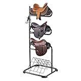 VEVOR Freestanding Saddle Stand, 30 x 30 x 68.5 in, 3 Tiers Saddle Rack, Heavy Duty Saddle Blanket Holder with Removable & Rotating Tiers, English & Western Saddle Rack for Tack Room Organization