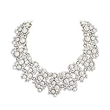 Ever Faith Cream Pearl Choker Collar Necklace for Women, Vintage Style 1920s Ivory Color Simulated Pearl Art Deco Costume Bib Statement Necklace Wedding Jewellery for Brides Bridal