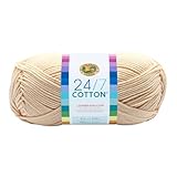Lion Brand Yarn Company Cotton Yarn, 100 Percent Cotton, Ecru,15.24x6.35x6.35 cm