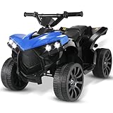 MAMIZO 6V Kids Electric Ride on Car, ATV Quad Bike with MP3 Music Player, Trumpet and LED Lights, USB Charging, Children Vehicle Quad Electric Car 3-5 km/h, for 3 Years Old Boys Girls, Blue