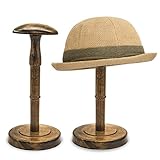 HAIBEIR Vintage Hat Stand Dsiplay Wood,Freestanding Wig Stand,Tabletop Hat Rack,Holder for Caps and Wigs (Antique Brown,1 PC)