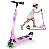 SISIGAD Electric Scooter for Kids & Teens, Ages 6-12, Adjustable Height, Light Up Wheels, Max Range 4KM, 10km/h Speed, Kick Scooter for Boys & Girls