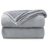 Luxury Soft Faux Mink Velvet Feel Flannel Bed Decorative Throw Travel Super Soft Sofa Throwover (Silver Grey, 150x200cms)
