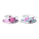 Wedgwood Cuckoo Tea Story Teacup and Saucer, Pink/Blue, Set of 2