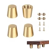 Singring 4PCS Brass Wood Cutting Board Feet Jewelry Box Feet Walnut Wood Board Feet Display Tray Riser Feet with Screws and Washers for Kitchen Appliances and Multiple Furniture (15mm/0.59inch)