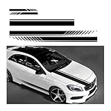 JNNJ 5 PCS Car Hood Stripe Sticker, Racing Decal Stickers for Auto Body Side, Modified Stripe Decal Decoration for Vehicles Skirt Roof Hood Bumper Stripes Decor, Car Exterior Accessories(Black)