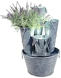Primrose 70cm Rustic Effect Zinc Bucket 3 Tier Water Feature Planter Garden Patio Cascade with LED Lights