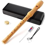 Fansjoy Wooden Recorder, 8-Hole Descant Soprano Recorder Instrument with Case & Cleaning Kit, English/Baroque Fingering