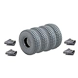 4 Grey Block Tread Mobility Scooter Tyres and 4 Inner Tubes Size 260x85 3.00-4 300x4