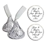 CREATCABIN 500Pcs Chocolate Drops Labels Stickers Candy Stickers Hugs & Kisses from The New Mr & Mrs Wedding Stickers Kisses Favors Decor for Weddings Bridal Shower Engagement Party Decorations 2cm