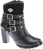 Harley-Davidson Women's Abbey Leather and Suede Motorcycle Fashion Boot Work, Black, 7.5 UK