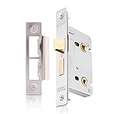 XFORT® Polished Chrome Bathroom Lock 65mm for Internal Wooden Doors, Mortice Door Lock for Bathroom, Door Latch Mechanism and Thumbturn Locking Door Security, CE Approved and Fire Rated Protection.