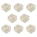 RESFNSE 8Pcs Antique Rose Flower Cabinet Knobs, Vintage Kitchen Shabby Chic Zinc Alloy White Drawer Pull Handles for Dresser