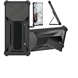 Aroepurt Case Compatible for TCL 10 PRO Phone Case Cover [with Tempered Glass Screen Protector] Hybrid Case [Folding Support Magnetic] [Frosted anti-fingerprint] Black