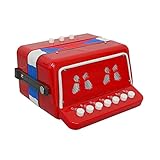 Oypla 7 Keys 2 Bass Children's Red Toy Accordion Musical Instrument