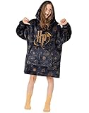 Harry Potter Girls Wearable Blanket Hoodie | Childrens Hooded Sherpa Fleece Pullover HP Hogwarts | Kids Sherpa Lined Loungewear with Pockets | Wizard Movie Merchandise