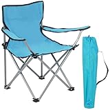 Livhome Kids Camping Chair Lightweight Folding Garden Beach Seat with Carry Bag | Heavy Duty Steel Frame Arm Chair | Portable Chair for Outdoor & Camping | For Ages 2 to 6 Years Old (Blue)