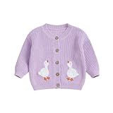 MAHUAOYIXI Toddler Baby Girl Sweater Cardigan Long Sleeve Goose Tulle Embroidery Knit Cardigan Knitted Jumpers Sweatshirt Button Down Pullover Warm Winter Coat Knitwear (Purple, 3-6 Months)