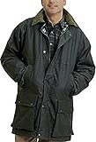 Countrywear New Mens Waxed Cotton Padded Quilted Jacket Branded Coat with Hood Outdoor Countryside Oiled Fishing Hunting Shooting Farming Riding Check Lining (Olive 4XL)