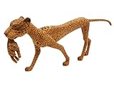 Nativilis Handcrafted Wooden Jaguar Sculpture – 42cm Amazon Rainforest Art – Pyrography Finish, Detachable Tail – Sustainable Brazilian Woodwork