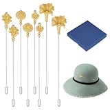 BENECREAT 8pcs Hat Pin Vintage, 4 Styles Elegent Hat Stick Pins, Gold Fashion Hats Pin Set for Men Women Tie, Scarf, Western Cowboy Hats