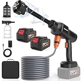 Beisty Cordless Pressure Washer with 2×4000mAh Batteries - 2000PSI Portable Power Cleaner, 6-in-1 Nozzle & Foam Pot, Electric Handheld Pressure Washer for Car, Fence, Patio, Garden Cleaning