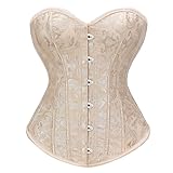 LEACOOLKEY Women Corset Top Sexy Boned Bustier Corset Lace-up Overbust Shapewear Halloween Costume Bustiers