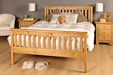 Comfy Living 4ft6 Double Atlantis Style Wooden Pine Bed Frame in Caramel