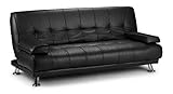 Home Detail Montana Sofa Bed 3 Seater Faux Leather Clic Clac Sofabed in Black or Brown (Black Faux Leather)