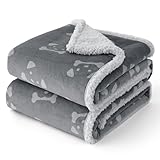 Bedsure Waterproof Dog Blanket - 127x102cm Washable Pet Blanket for Large Dogs, Reversible Pet Throw Protects Bed and Sofa with Soft Plush, Grey