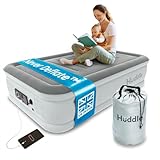 Huddle NEVER DEFLATE™ Luxury Single Air Bed, Good Housekeeping 2025 Air Mattress Winner, Dual Pump SlumberGuard™ Tech, Adjustable Firmness, Built-in Pump & USB Nightlight