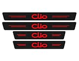 4Pcs Carbon Fiber Car Door Sill Protector for Renault Clio 2 3 4 5 MK2 MK3 MK4 Car Kick Plates Automobile Threshold Protection Sticker Welcome Pedal Decor Accessories Red